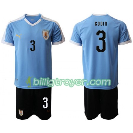 Billige Fotballdrakter Uruguay Diego Godin 3 Barn Hjemmedraktsett 2019/20 Kortermet
